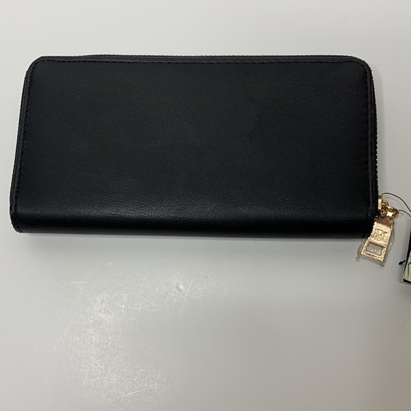 Badgley Mischka | Black Vegan Gold Studded Zipper Wallet | Clutch | Card Holder - Picture 4 of 10